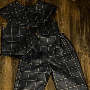 Blue Toddler Boy Plaid Suit Set